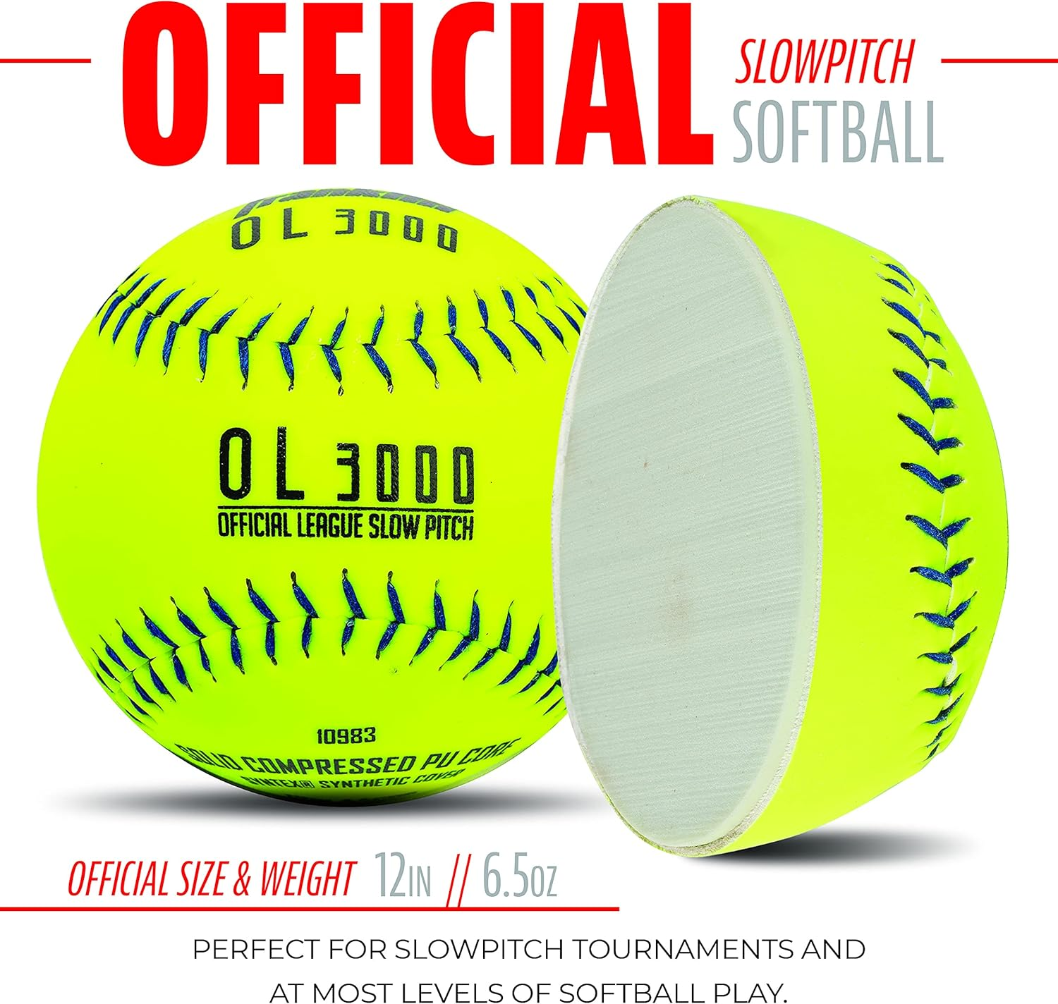 Franklin Sports 12" Slowpitch Tournament Softballs - Great for Practice + Training - Official Size + Weight - 1 Pack image number 3