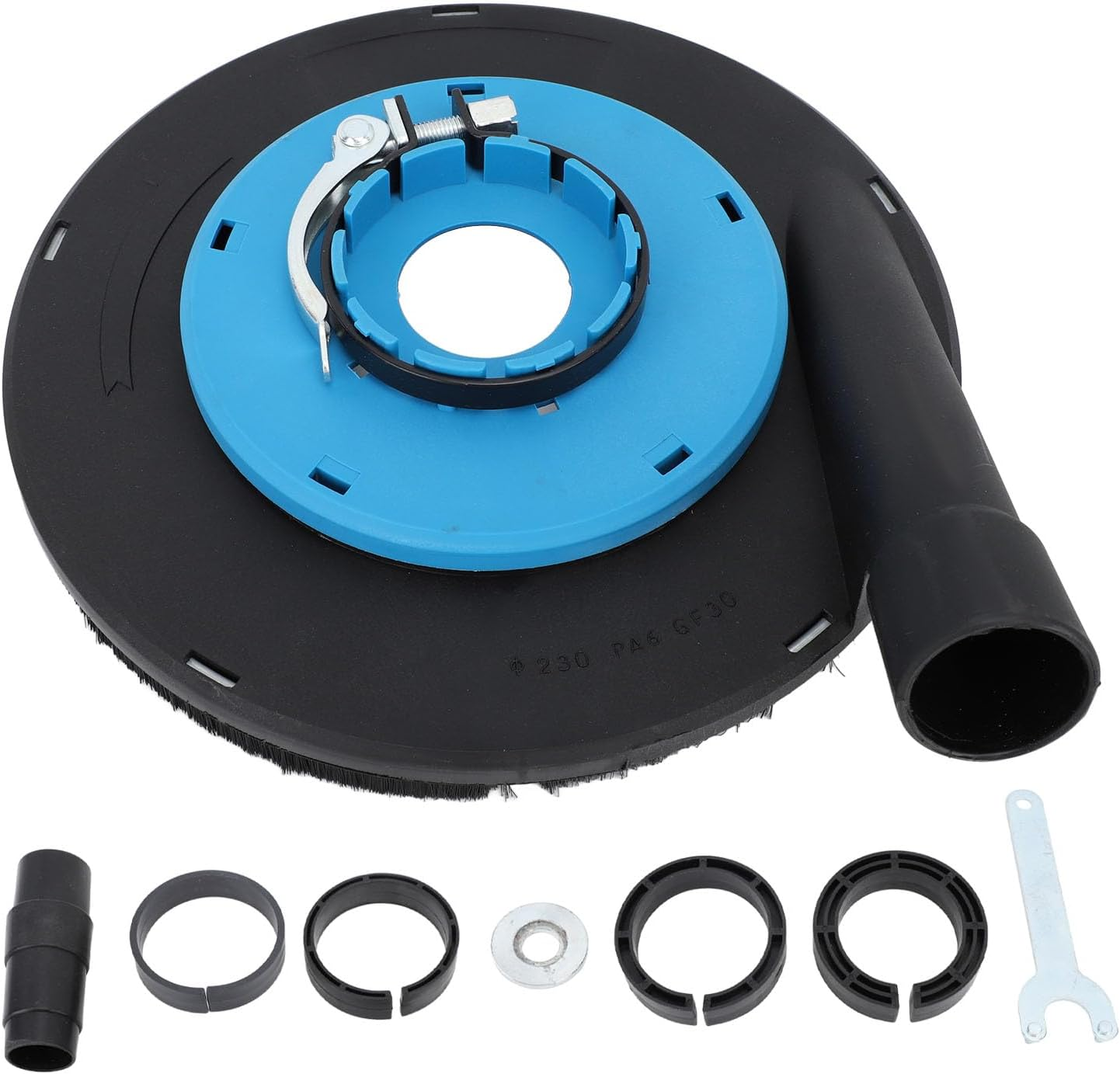 9 Inch Angle Grinder Dust Shroud, Safe and Reliable Efficient Filtration Polishing Surface Grinding Dust Shroud for Stone, Floor, Concrete, Blue Black image number 3