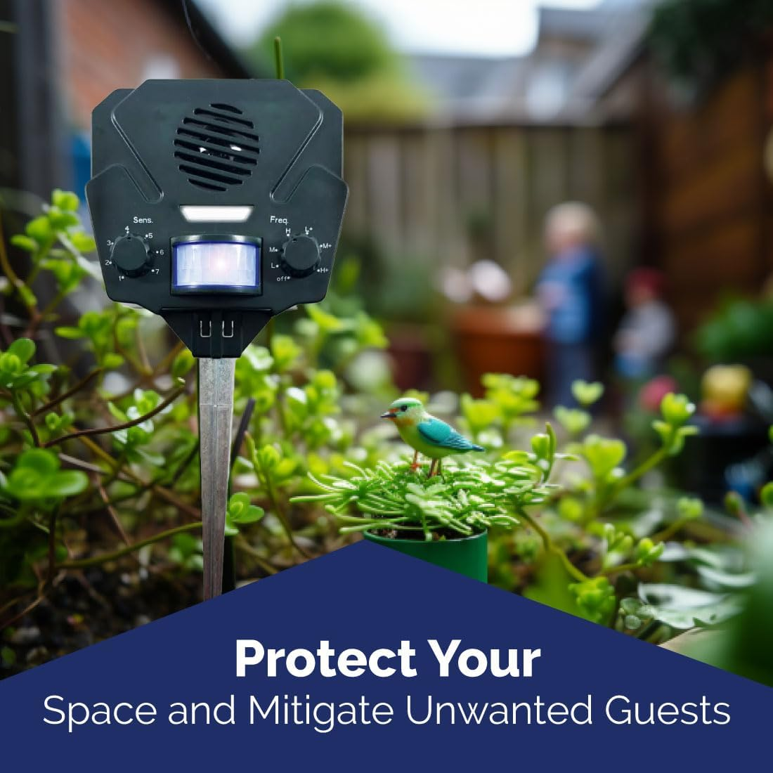 Bird-X Solar Yard Gard, Ultrasonic and Solar-Powered Animal Decoy Device with Motion Sensor, Easy to Install, Covers up to 3,000 Sq. Ft., 15-25 Khz Frequency, 8.5" X 7" X 4" image number 6