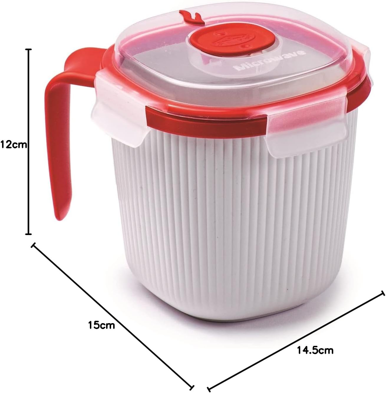 Snips - Microwave SOUP MUG for Milk, Hot Drinks and Soups - Microwave Soup Mug with Lid - 0,70 LT - 14,5 X 14,5 X 12 Cm - Microwave Soup Container, White and Red - 100% Made in Italy - 0% BPA image number 1