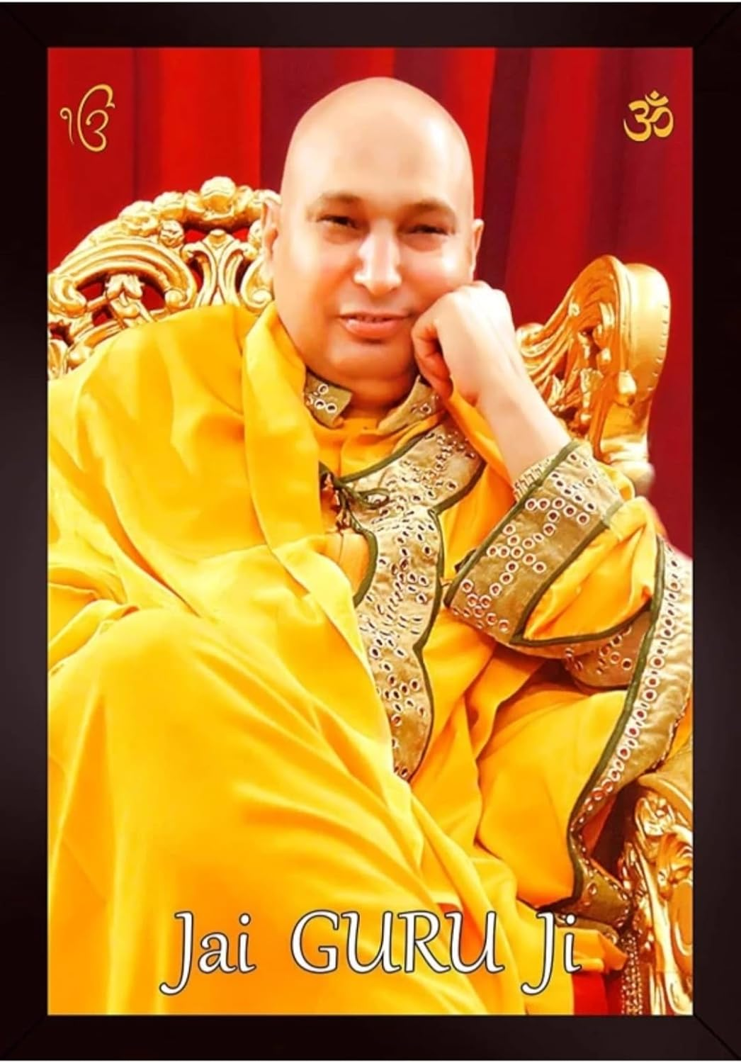 Photo Frame Guruji/Mere Guru Ji Palanhar/Jai Guruji Photo Frame Swaroop Blessings Always Guru Ji Frame for Home/Office/Shops/Gifting (Yellow Chola)(Wall Hanging)(Pack of 1) (Jai Guru Ji) image number 1