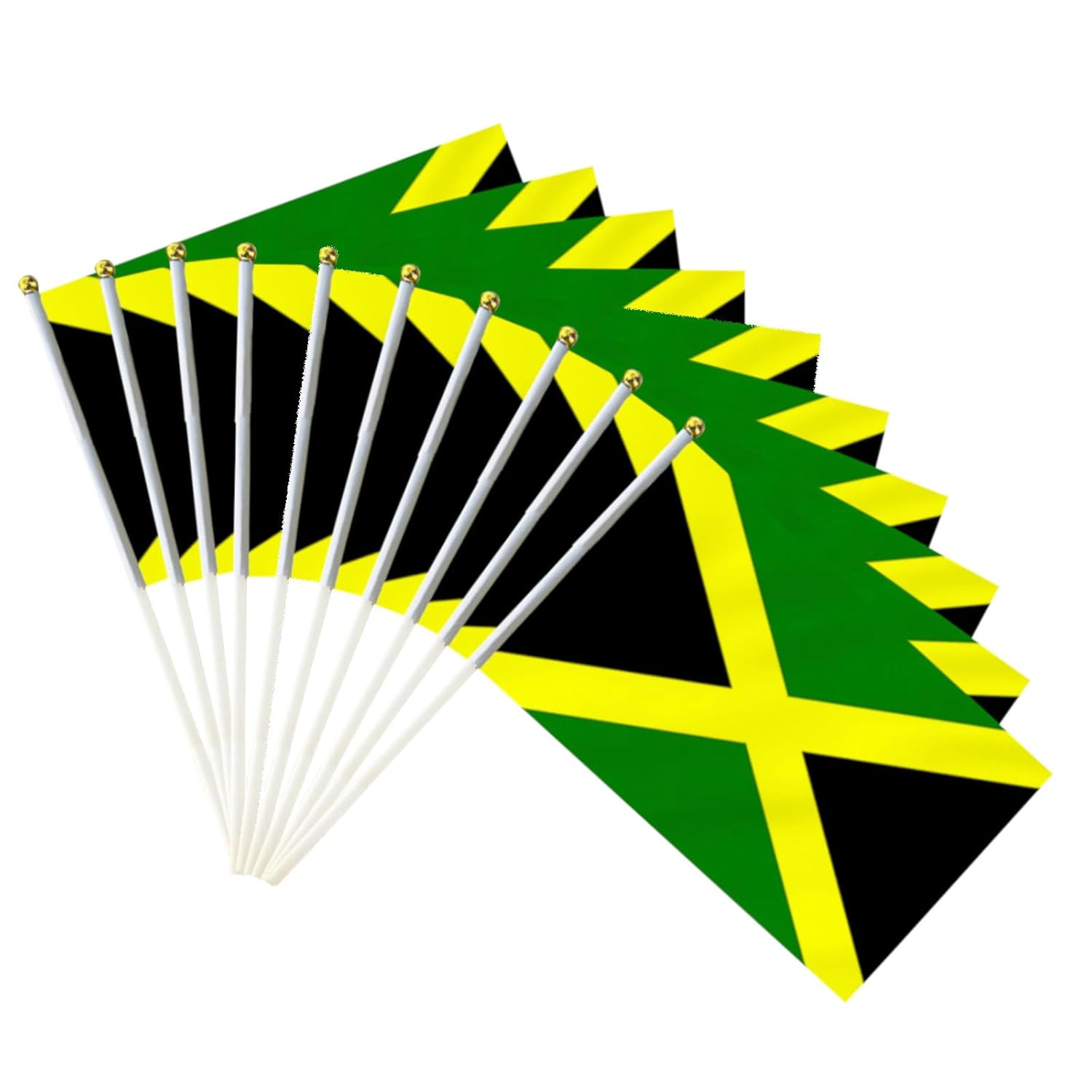 10 PCS Handheld Jamaica Flag,8.5&times;5.5 Inch Hand Held Mini Jamaican Flags Banner for Indoor Outdoor Parade Waving the Tlag and Shouting image number 2