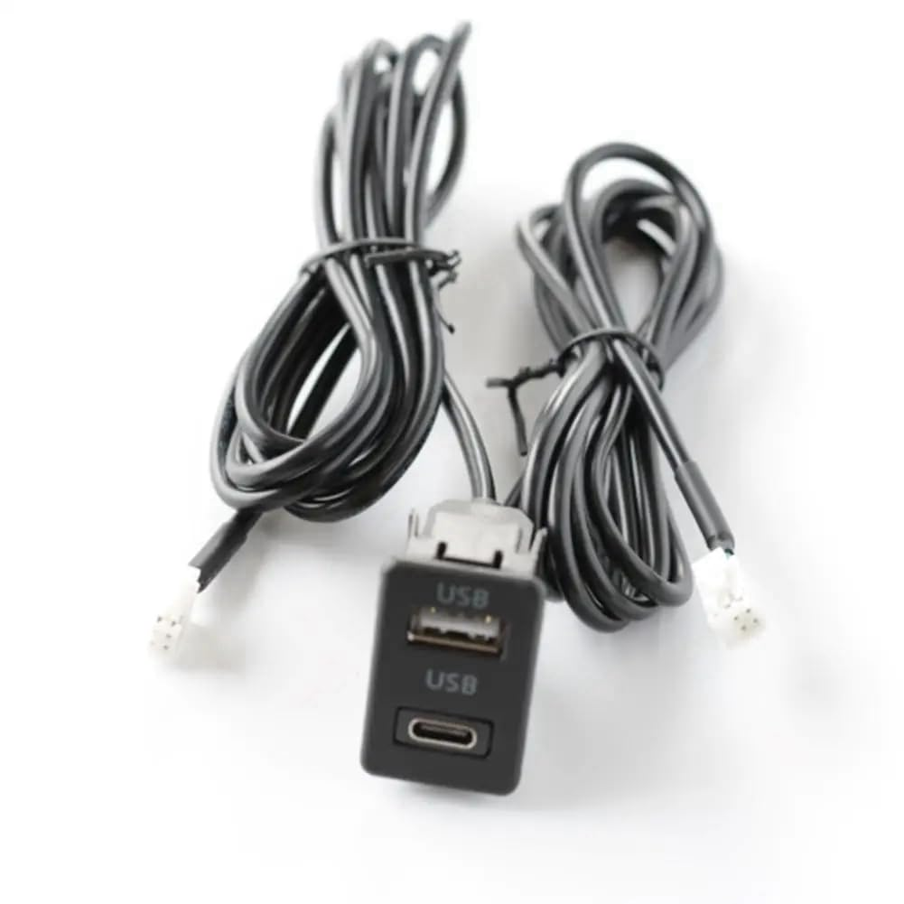 Car Dash Mount Usb+Type-C Port Panel Interface Extension Cable Adapter Car Dashboard Vehicle Navigation USB Socket image number 1