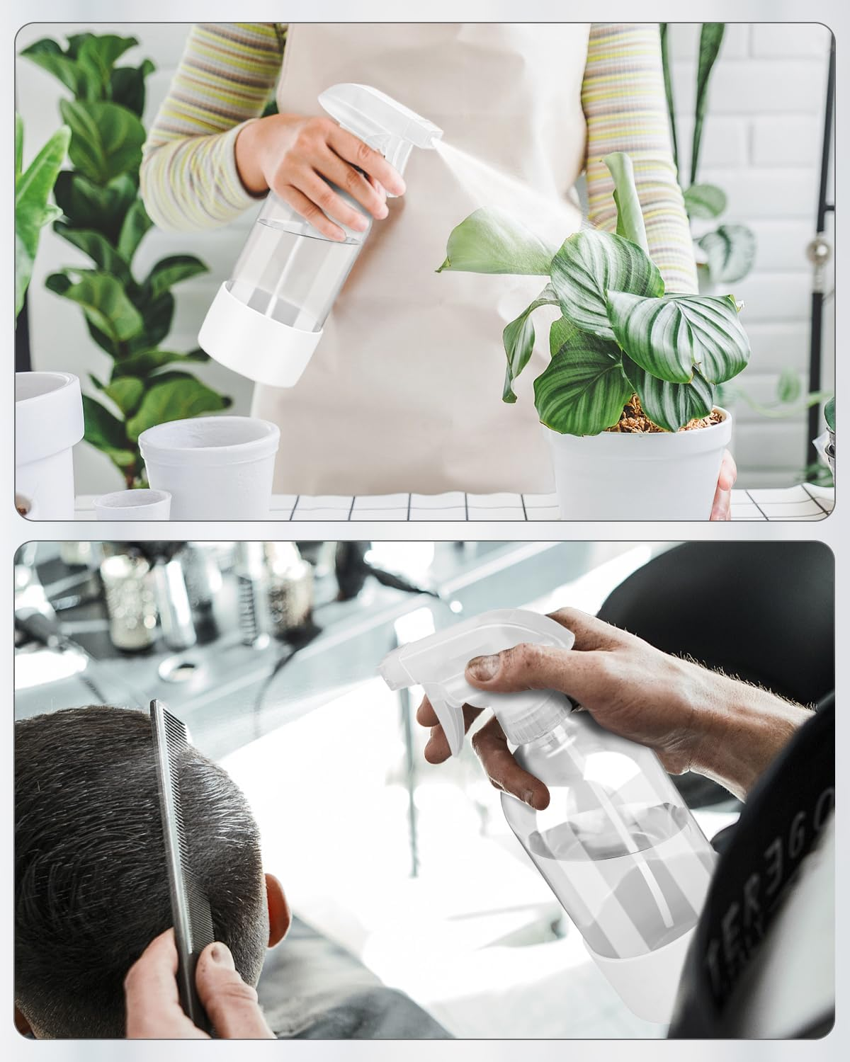 Roinisor Glass Spray Bottles with Silicone Sleeve Protection, Empty 16OZ Reusable Spray Bottles, Refillable Containers with Spray Nozzles for Cleaning Solutions, Plants and Essential Oils 1 Pack White image number 1