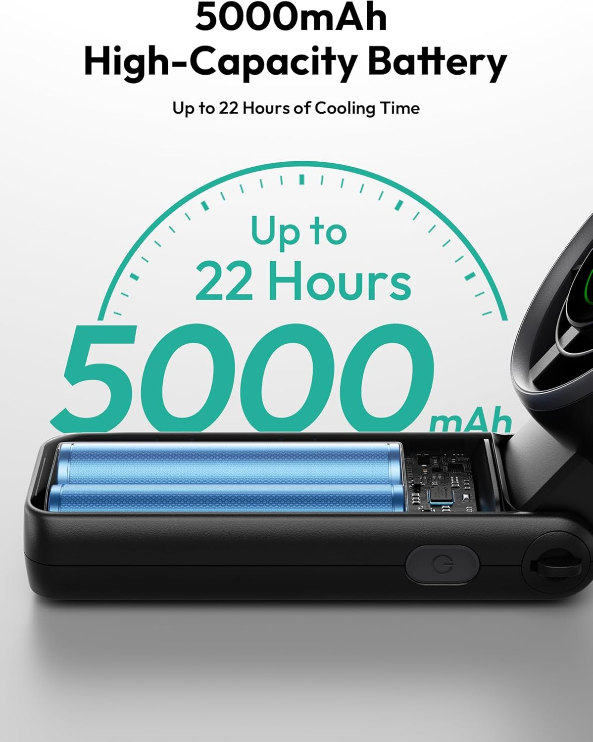 Aecooly 3 in 1 Portable Fan, Turbo Handheld Fan, USB Rechargeable Mini Personal [22H Max Cooling Time], Battery Powered Small Foldable Pocket for Travel Essentials, Gifts for Women, Girls - Black