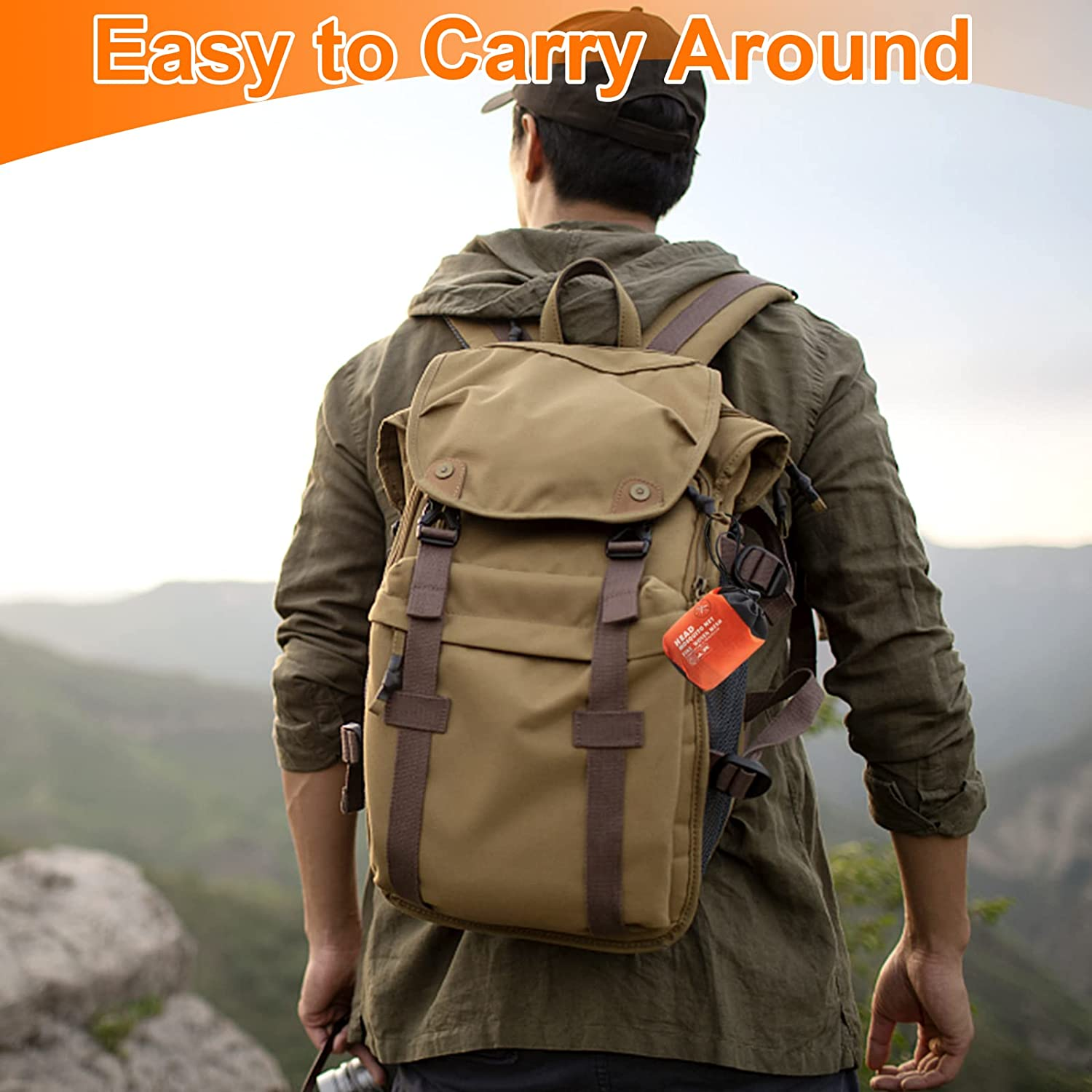 Benvo Head Net Mesh, Protective Cover Mask Face from Insect Bug Bee Mosquito Gnats for Any Outdoor Lover- with Free Carry Bags image number 4