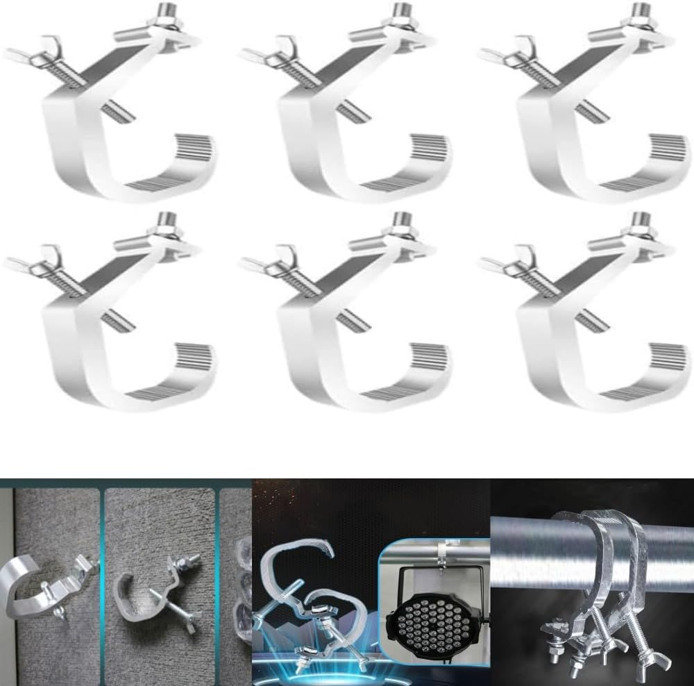 Naisfei 6 Pcs Stage Lighting Clamps, Stage Light Clamp Heavy Duty Prevent Slip Cast Aluminum Stage Lamp Hook Kit for Spotlight Moving Head Light,Dj Lighting Truss image number 5