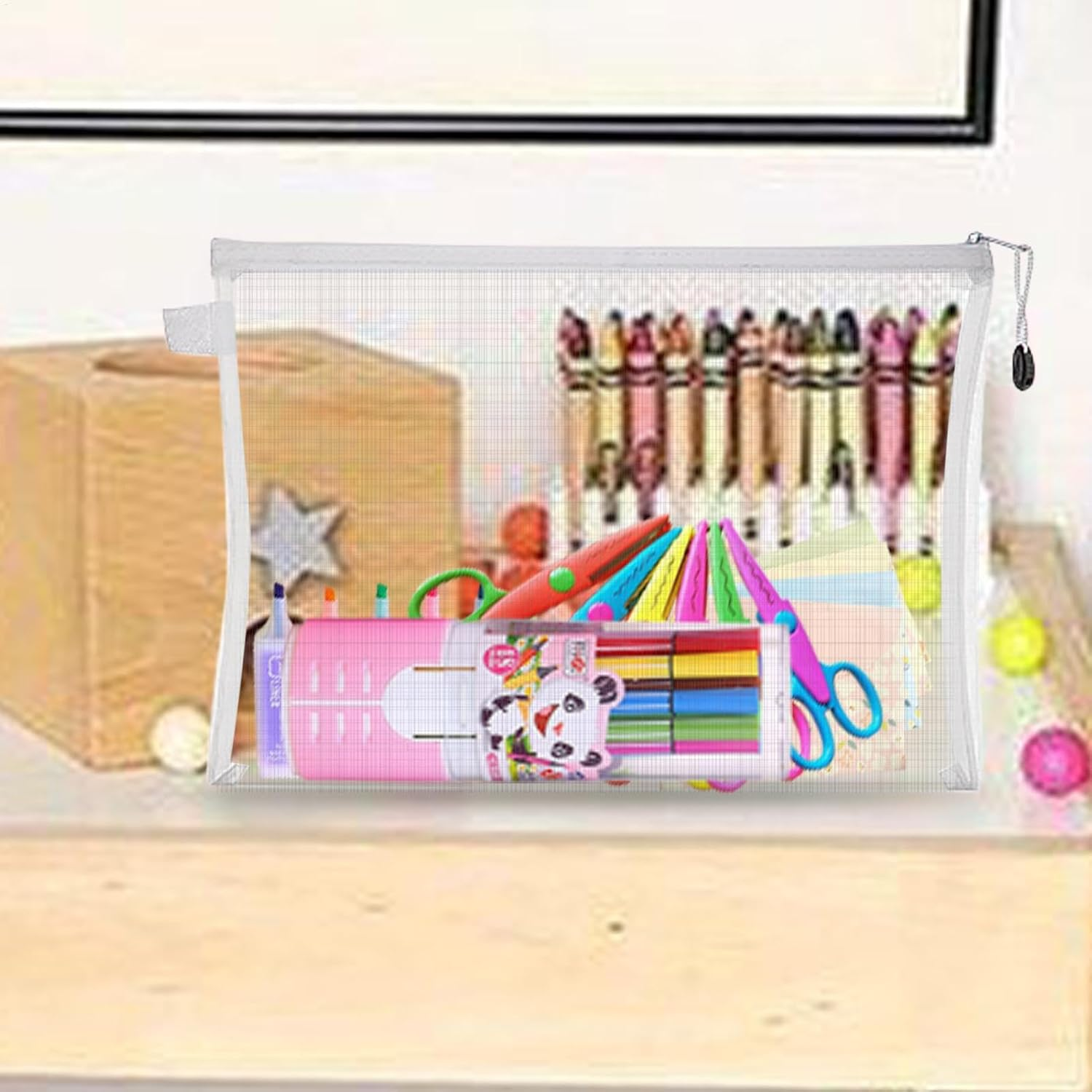 Jigsaw Puzzle Storage Case - 3 Piece Clear Case, Puzzle Storage Bags | Extra Large Clear Nylon Zipper Bags, Multipurpose Bag for School Supplies, Puz image number 5