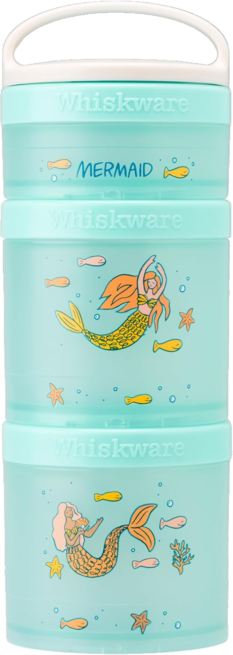 Whiskware Stackable Snack Containers for Kids and Toddlers, 3 Stackable Snack Cups for School or Travel, Mermaid image number 1