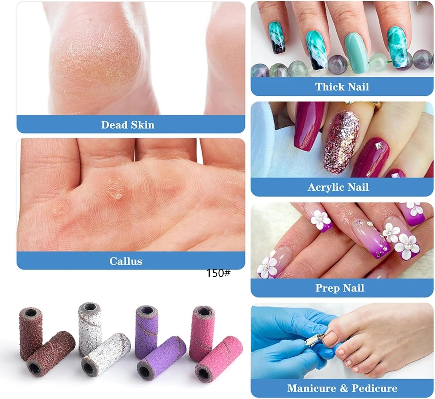 Misforu Sanding Bands for Nail Drill 60 Pcs 3Mm Professional Small Sanding Bands 80#120#150#240# Nail Sanding Bands with Small Mandrel Bit for Acrylic Nails Electric Nail Drill Nail Accessories Tool image number 1