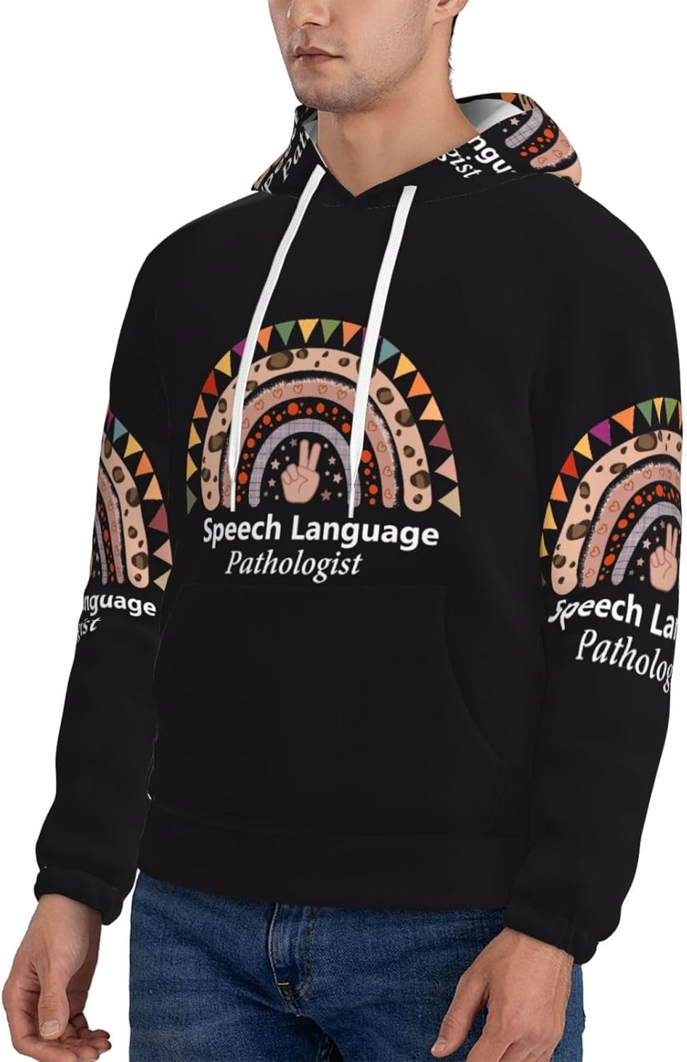 Yuhong Hub Speech Therapy Speech Language Pathologist Therapist Men'S Hoodie Long Sleeve Hooded Sweatshirt Pullover Shirts with Pocket Fleece Hoodie for Men image number 3