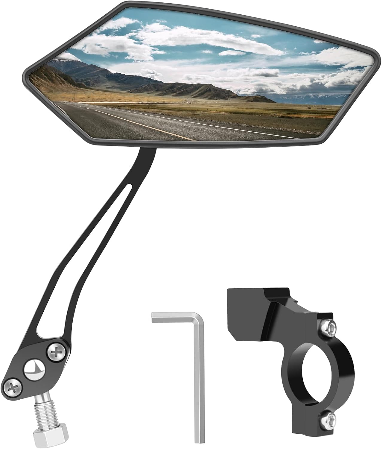 Bike Mirror, [Right 1PC] Diyife HD Wide Angle Large Bicycle Rear View Mirror, 360&deg;Adjustable Explosion-Proof Cycling Mirror for Handlebar 22-25Mm, Shockproof for Mountain Scooter Motorcycle Road Bikes image number 2