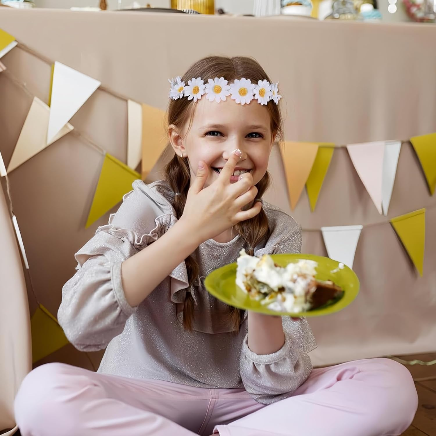 Ypkia Pack of 2 Sunflower Headbands + 2 Pieces Daisy Headbands Women'S Adjustable Bohemian Flowers Headdress for Carnival Party Costume Accessories image number 4