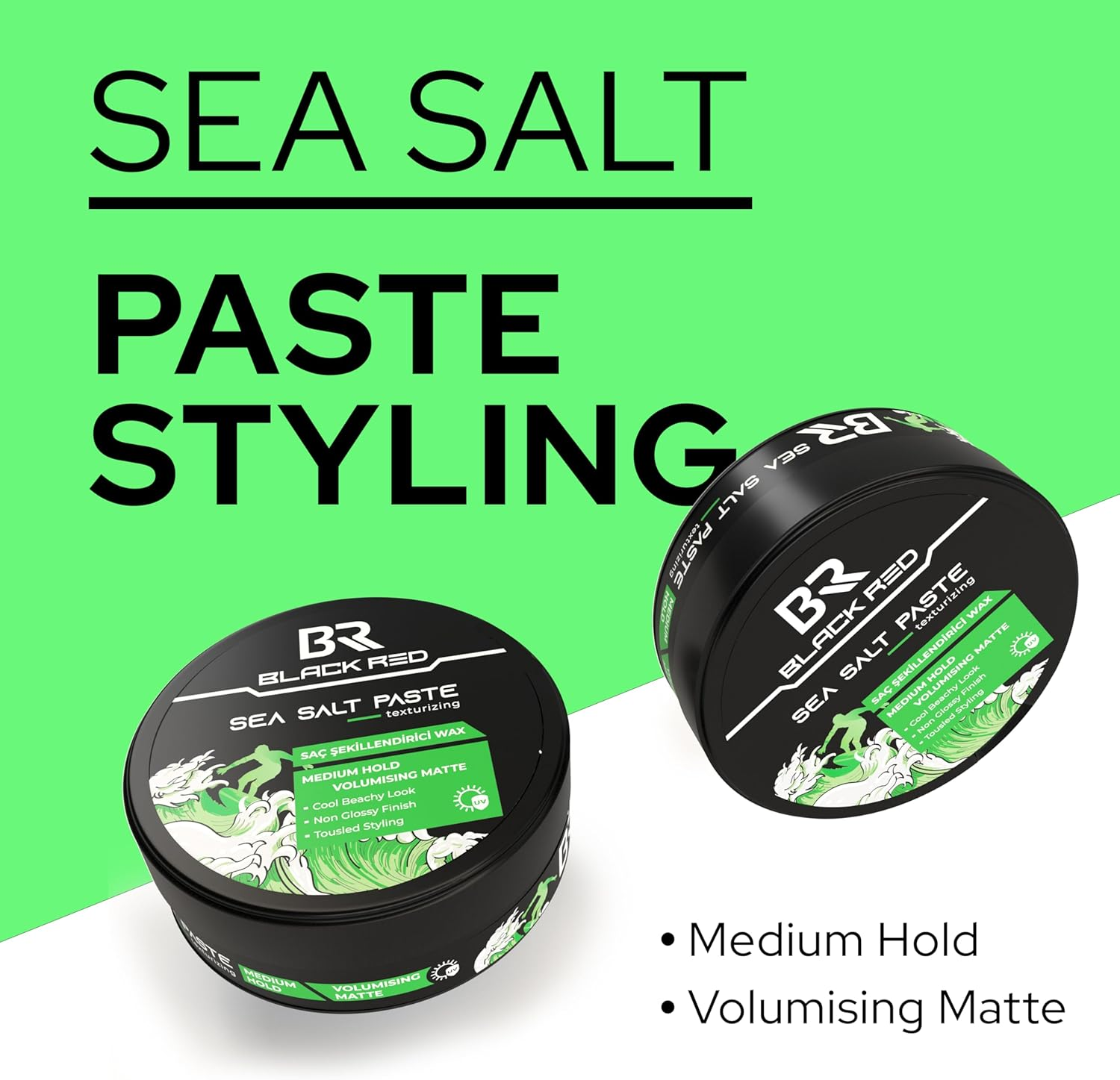 Black Red Sea Salt Paste | Medium Hold with Beachy Texture, Matte Finish, and Natural Volume (120Ml) image number 3