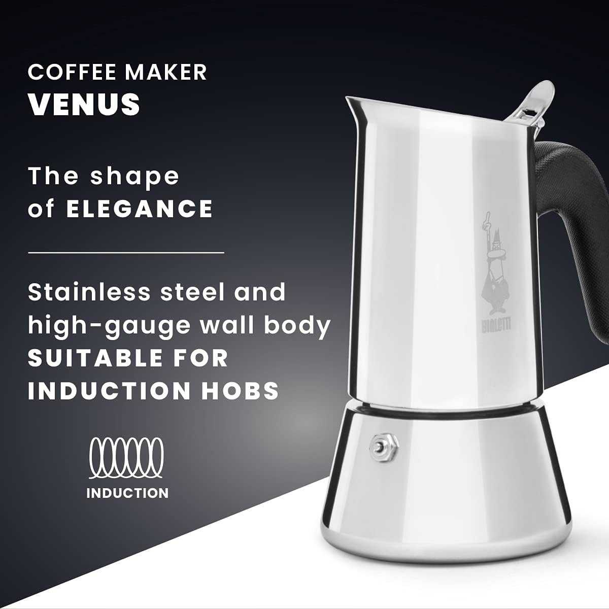 Bialetti Stainless Steel New Venus Coffee Maker, 10 Cups Capacity, Silver image number 1