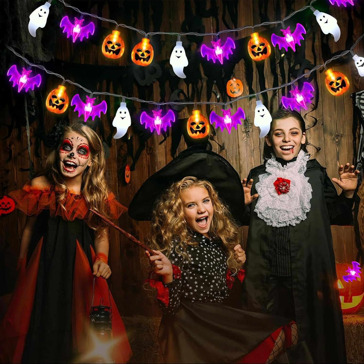 Goldrock 3M 20 LED Halloween String Lights 2 Modes Halloween Decorations Indoor Outdoor Ghost Pumpkin Bat Decoration Helloween image number 5