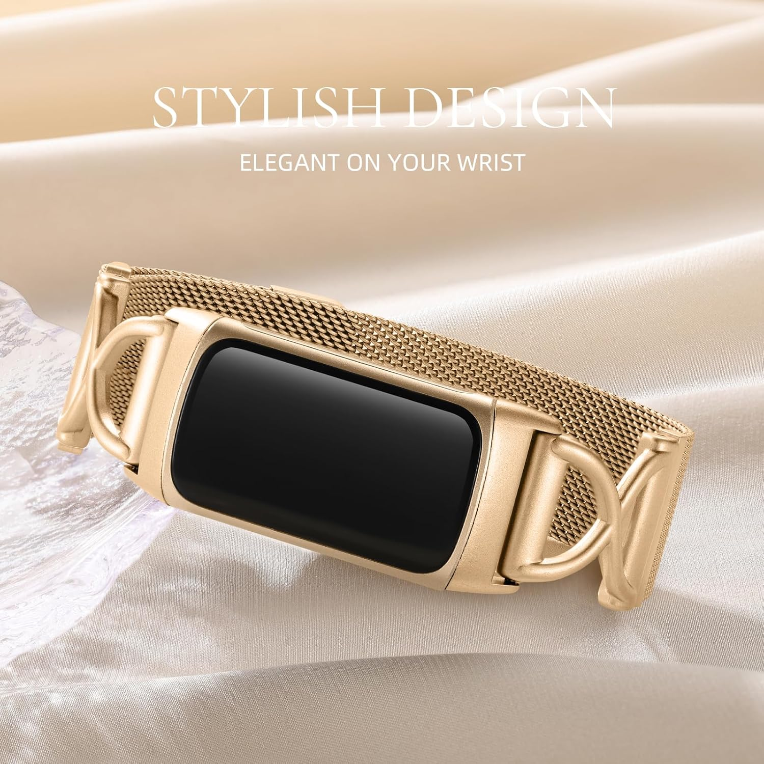 JKD X-Shape Metal Band Compatible with Fitbit Charge 6/ Charge 5 Bands for Women Men, Soft Stainless Steel Mesh Loop Strap Bracelet Wrist Band Replacement for Fitbit Charge 5/ Charge 6 Fitness Tracker image number 1