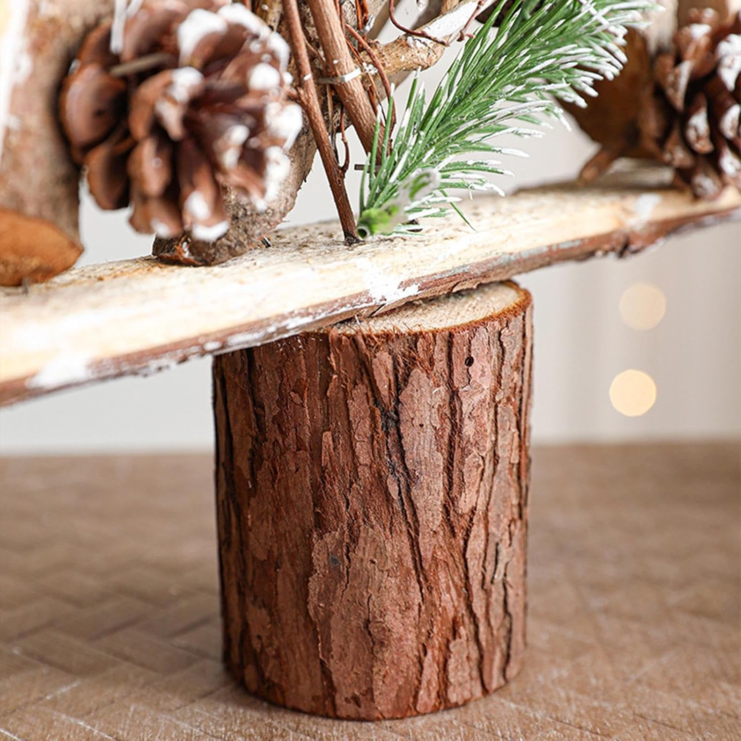 Wood Christmas Tree - Standing Christmas Tree Wood Sign | Table Centerpieces, Pine Cones Wooden Ornament, Farmhouse Party Favors for Home Desk Shelf image number 4