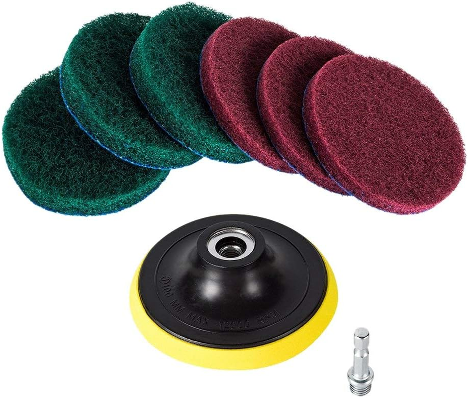 4 Inch Drill Power Brush Tile Scrubber Scouring Pads Cleaning Kit, Heavy Duty Household Cleaning Tool (Drill NOT Included) image number 6