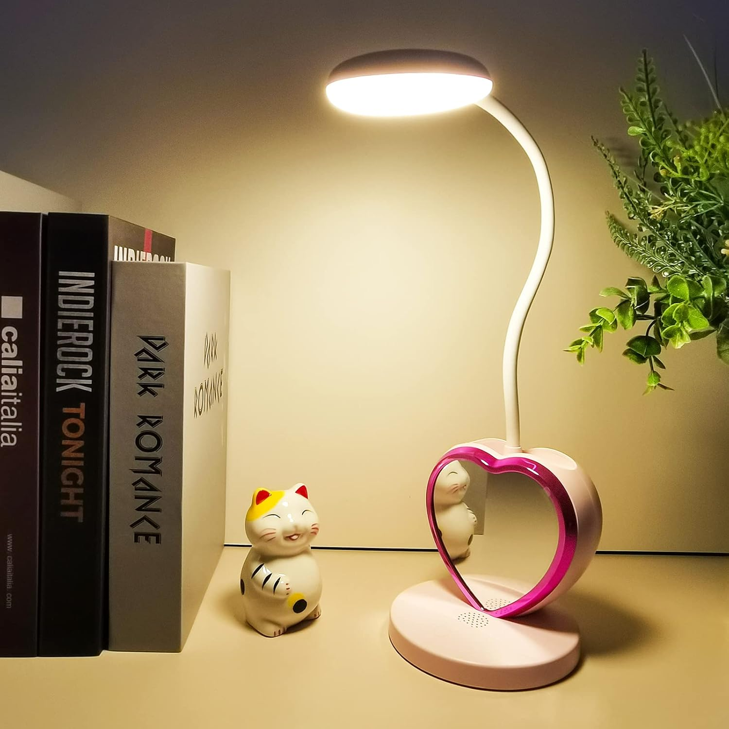 LED Desk Lamp, Cute Pink Desk Lamp with USB Charging Port/Pen Holder and Phone Stand, Touch Control Reading Lamp with 2 Color Modes,Eye-Caring Study Table Lamp for Kids Girls College Dorm Bedroom image number 2
