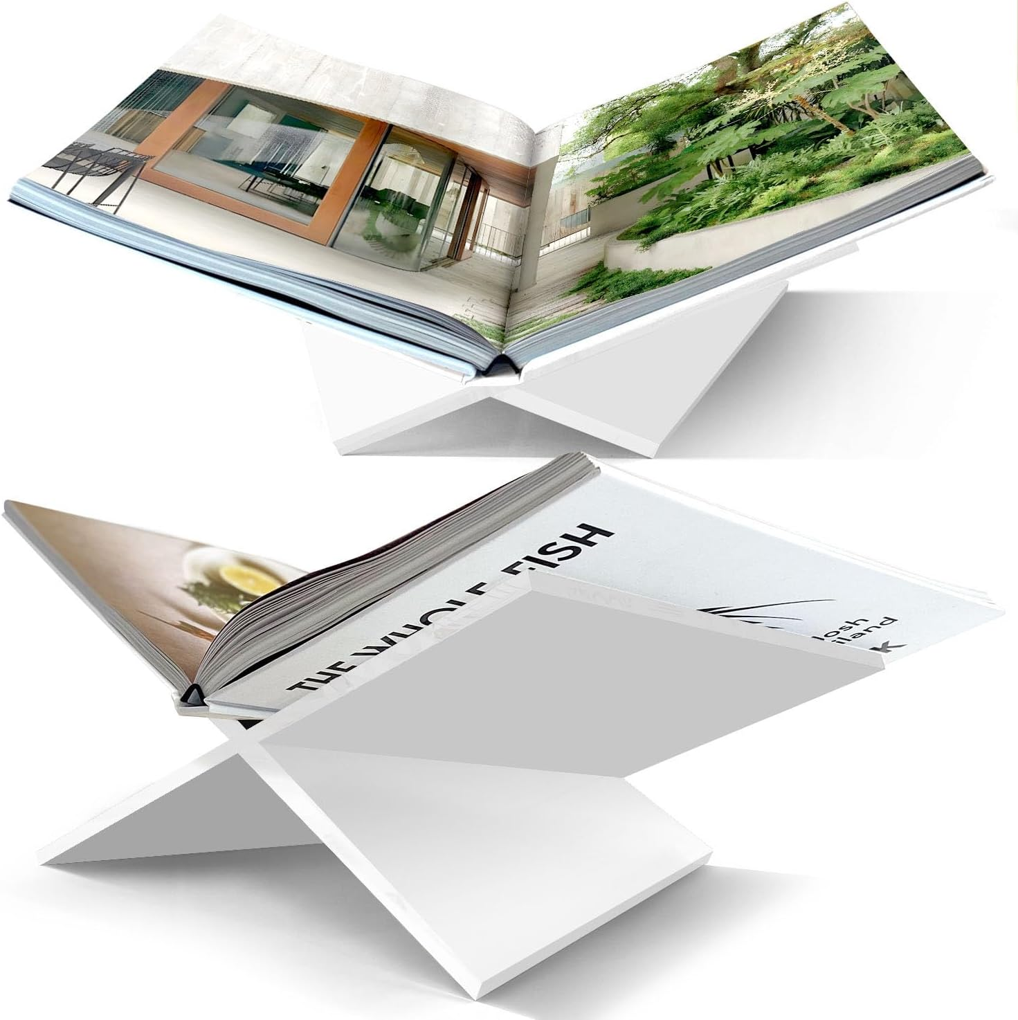 Acrylic Book Stand | Book Display Stand | Large | Angled | Book Holder | Bible Stand | Cookbook Stand | Recipe Holder | Sturdy | Modern Clear Acrylic | for Reading & Displaying Your Favorite Book