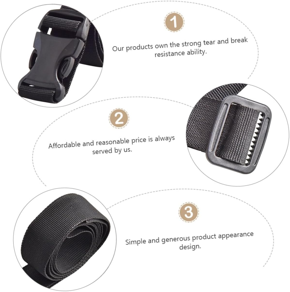 ANDRESLAD 4Pcs Tie down Straps Buckle Outdoor Luggage Tie down Belt Fastening Straps for Luggage Bags during Travel image number 2