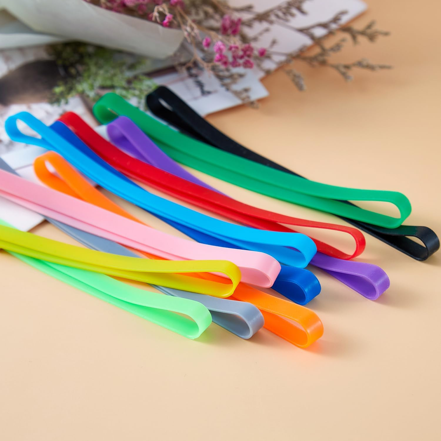 12 PCS Silicone Rubber Bands Planner Elastic Bands Elastic Rubber Wrapping Bands for Books, Crab Traps, Art, Cooking, Wrapping, Exercise, Bag Wraps, Heat, Cold, UV, Chemical Resistant