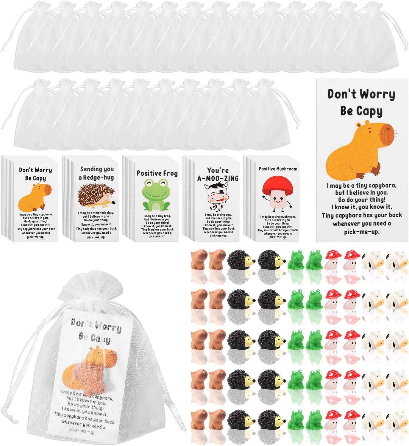 Awobepl Inspirational Appreciation Resin Animal Present,Waterproof Versatile Office Animal Ornament Favor,Pun Motivational Note Cardsfor Employee Coworker Teacher (Style 1)