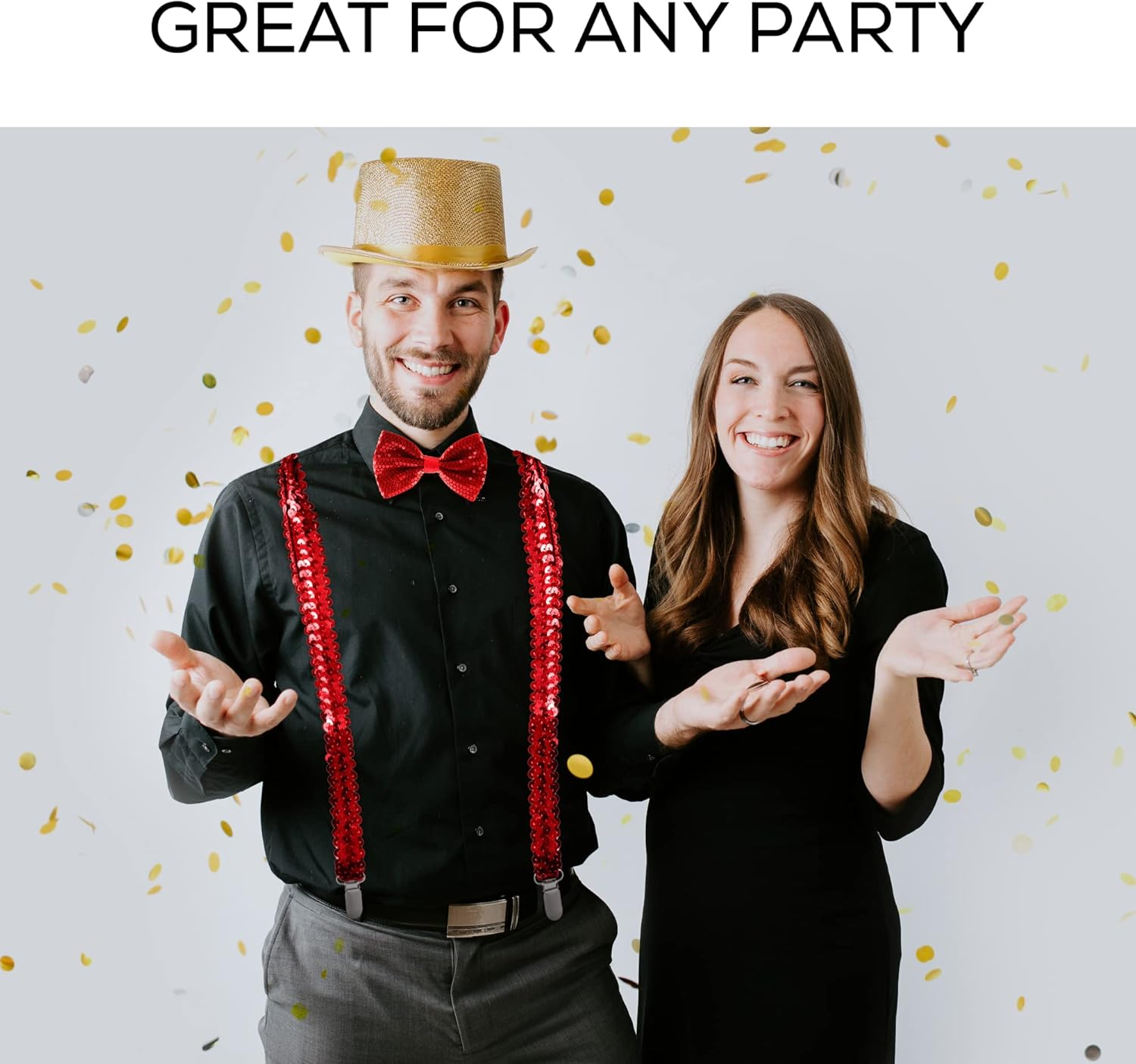 Man of Men - Premium Sequin Bow Tie & Suspenders Set - Blue image number 5