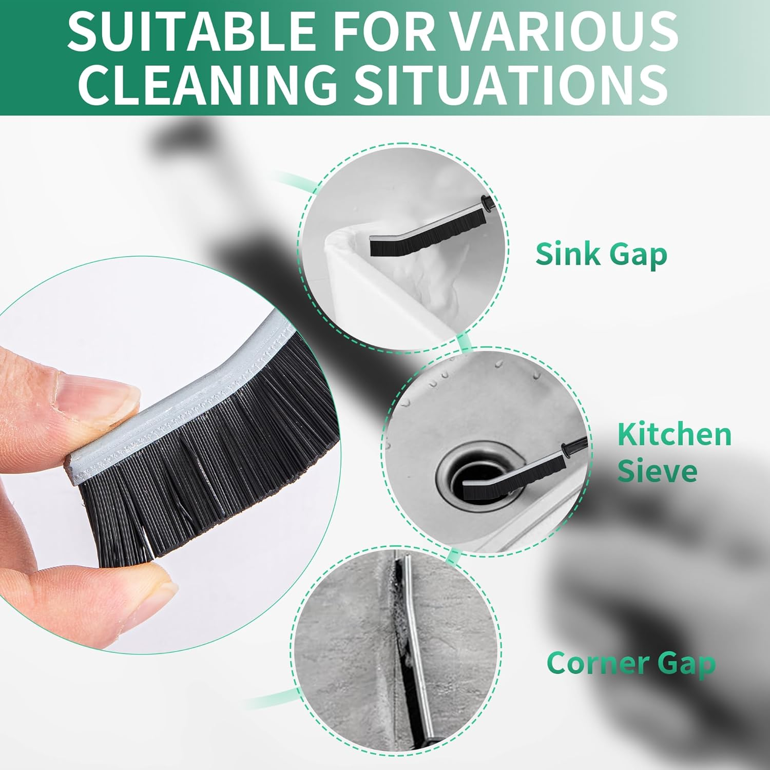 6-Pack Hard Bristle Crevice Cleaning Brush, Best Tool for Cleaning Grout, Gaps, and Sink, Home Cleaning Essentials, Crevice Cleaning Tool for Kitchen and Household Use image number 6
