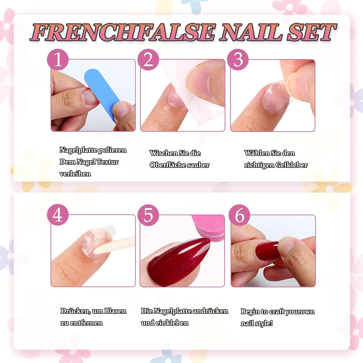 24 Pieces Long Ballerina White Fingernails for Sticking in French Nails - Press on Design with Rhinestones and Flowers, Acrylic Adhesive Fake Nail for Women Artificial Nails - Coffin False Nails image number 1