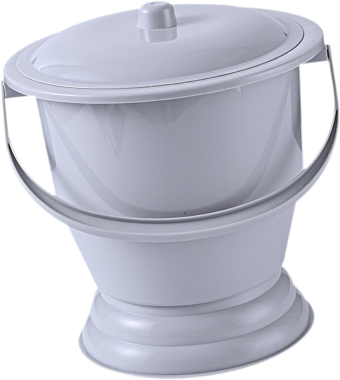 Generic Potty Bucket Spittoon with Lid and Handle Pot Chamber Pot for Female Male, Gray