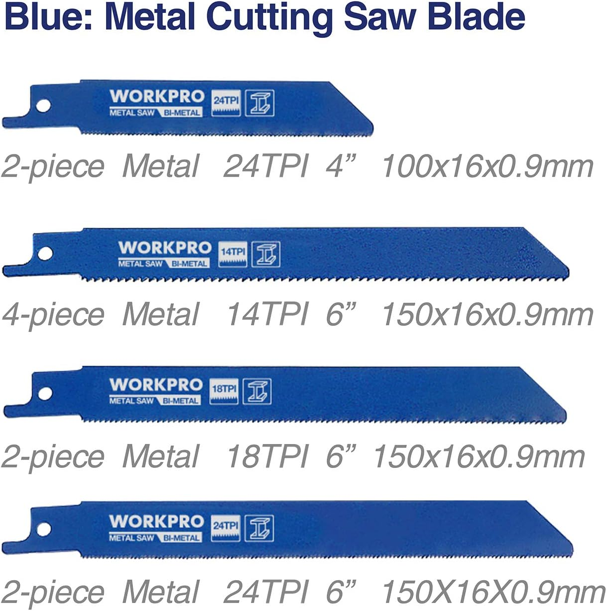 WORKPRO 32-Piece Reciprocating Sabre Saw Blades Set for Wood & Metal, with Organizer Pouch, Fits Bosch, Dewalt, Makita, Etc. image number 3
