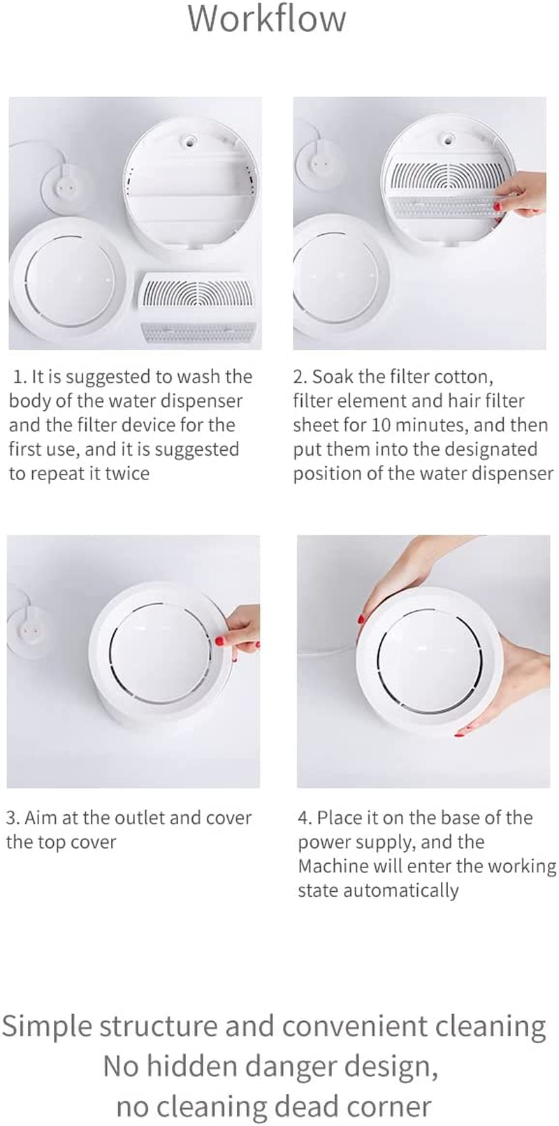 Petree Cat Water Fountain, Pet Water Fountain with USB, Dog Cat Water Fountain Dispenser, Drinking Fountains for Cats and Small Dogs, Anti-Dry Protection, Pink - Pink image number 5