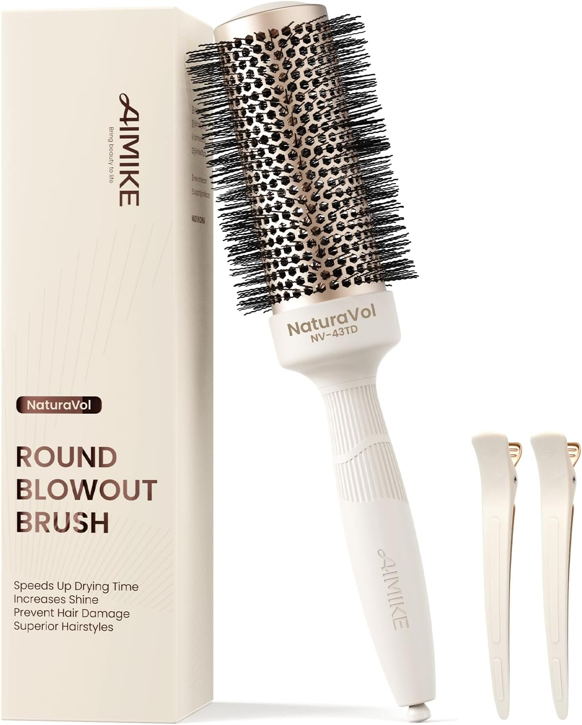 AIMIKE round Brush for Blow Out, Naturavol Medium round Hair Brush for Fine Hair with Nano Thermal Ceramic Tech, for Blow Drying & Styling, Adds Volume & Smoothness (1.7 Inch Barrel, 2.5 Inch Bristle) image number 5