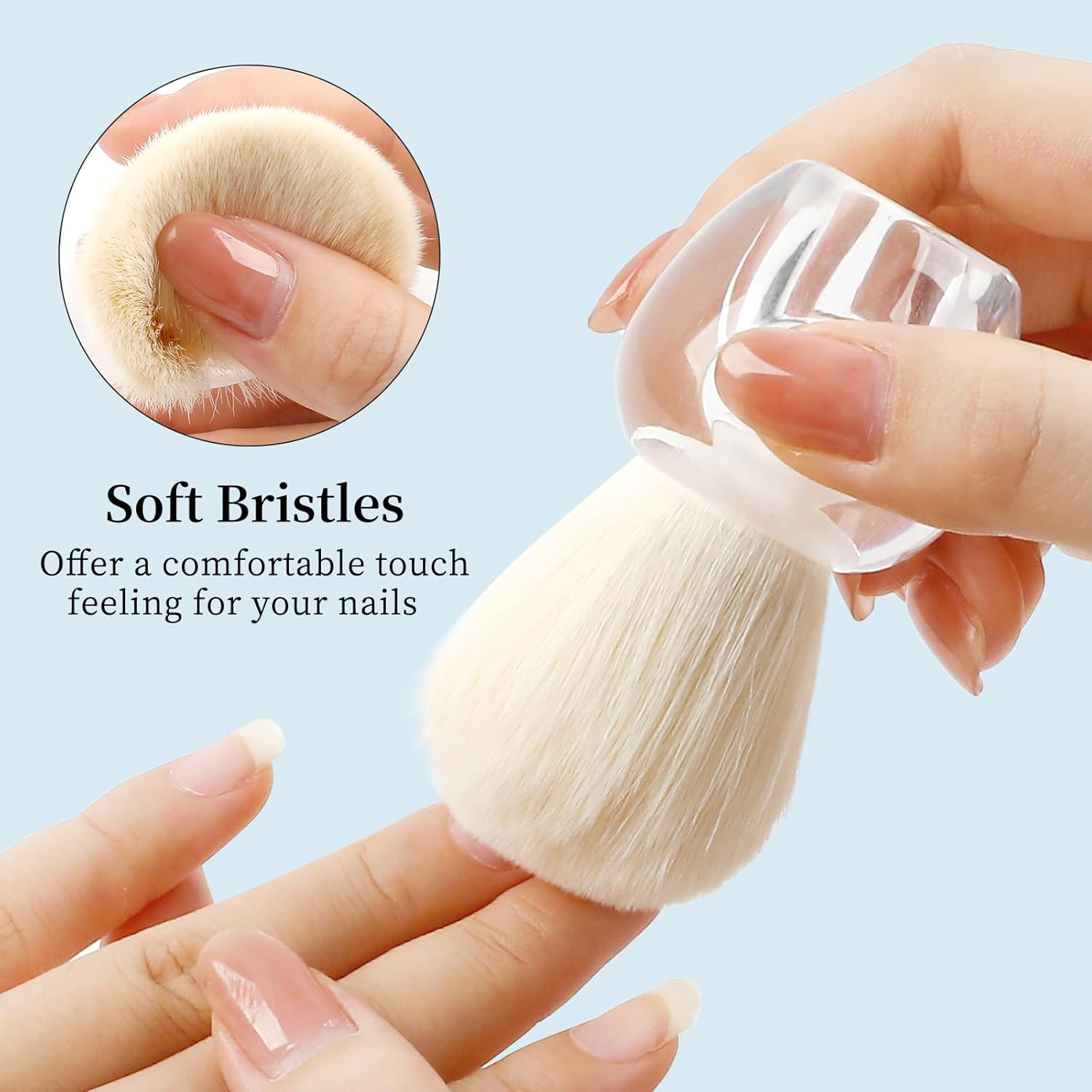 BQAN Nail Dust Brush Nail Art Dust Powder Remover Brush Nail Arts Dust Cleaner Brush Soft Kabuki Cleaner Brush for Makeup or Acrylic UV Gel Nail Arts (Transparent) image number 6