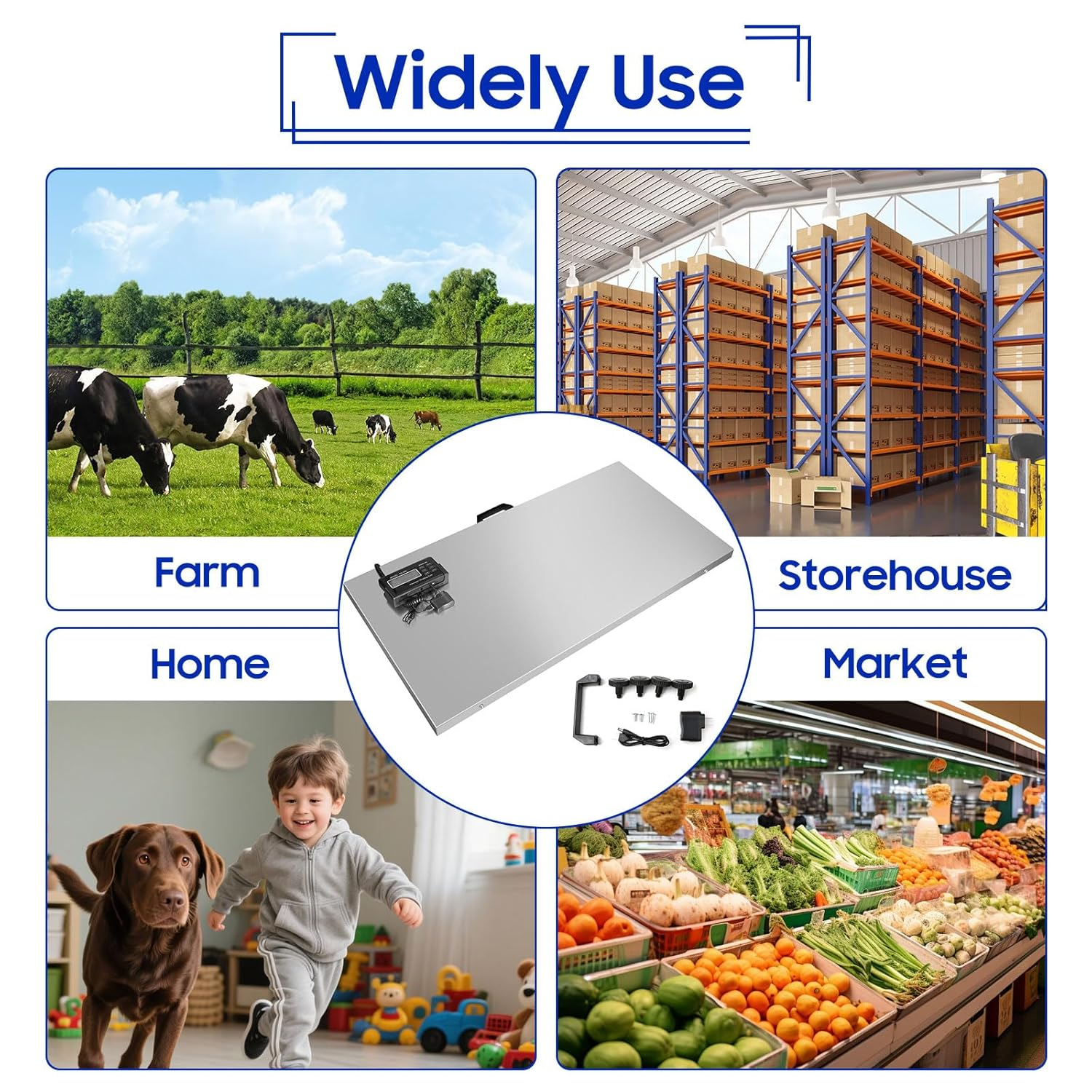 1100Lbs X 0.2Lbs Digital Livestock Scale Large Pet Weight Scale Stainless Steel Platform Electronic Heavy Duty Postal Shipping Scale for Large Dog Sheep Goat Pig Sheep Cattle image number 6