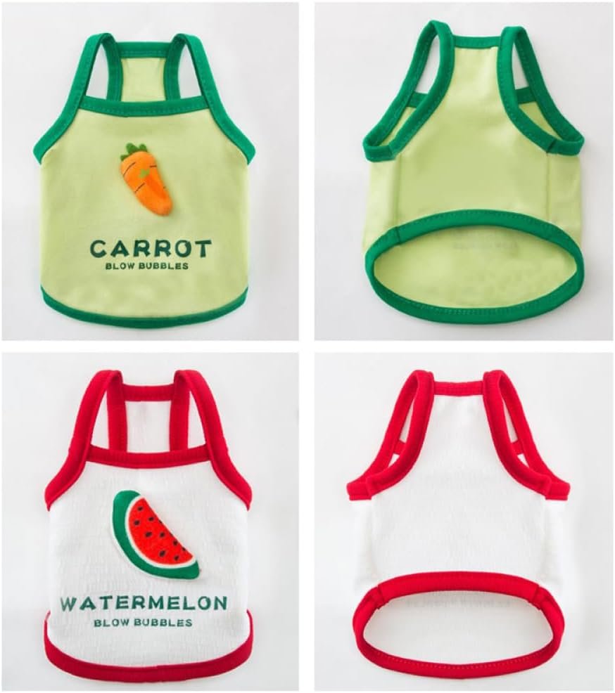 Summer Puppy Skirt Shirt Bunny Carrot Watermelon Printed Clothes Kitten Vests Camisole Puppy Summer Apparel Clothes for Small Dogs Cute Female Dog for Small Medium Dogs Cats image number 5