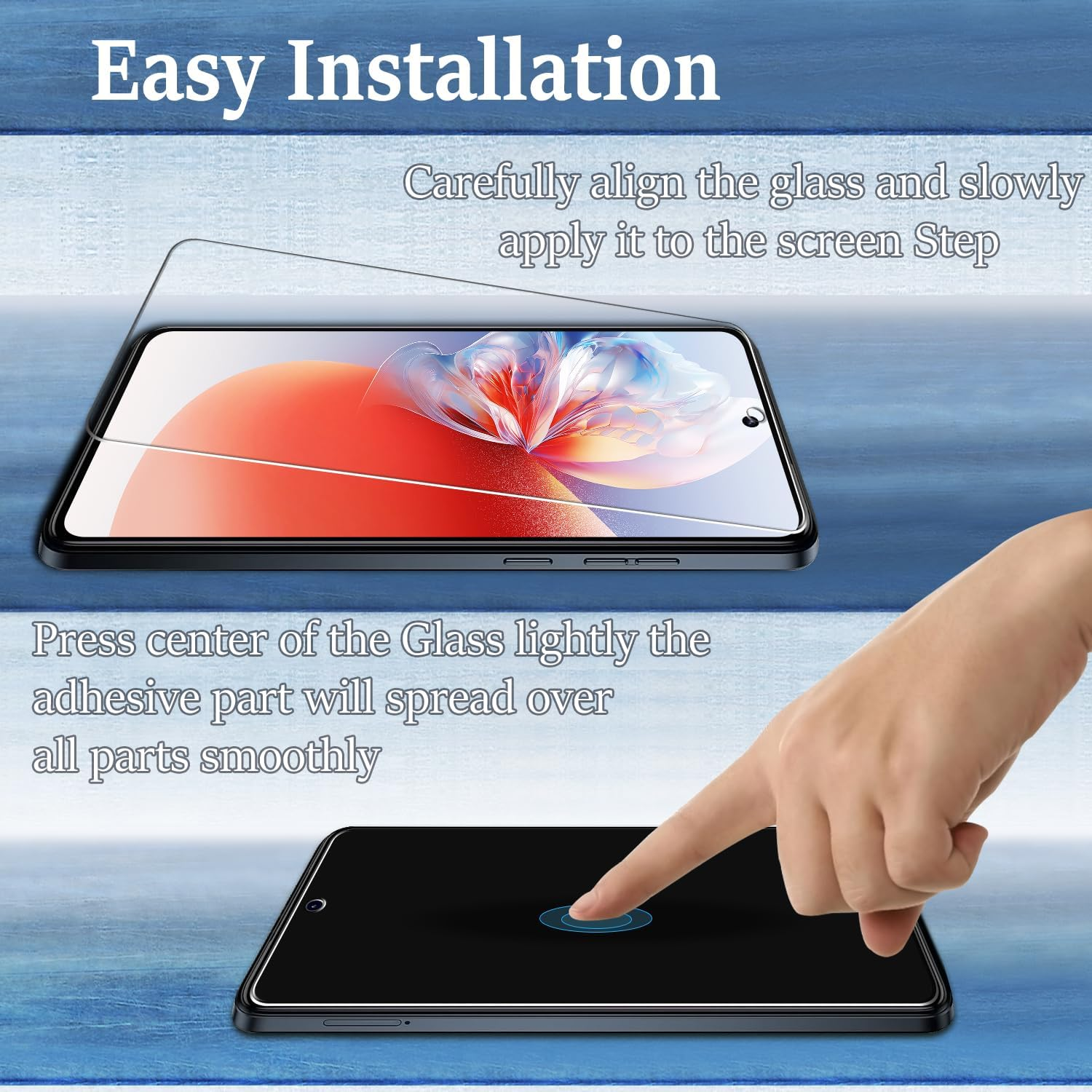 Pokolan 3 Pack Screen Protector for Motorola Moto G84 Tempered Glass, 9H Hardness, Case Friendly, anti Scratch, Bubble Free, Easy to Install image number 4