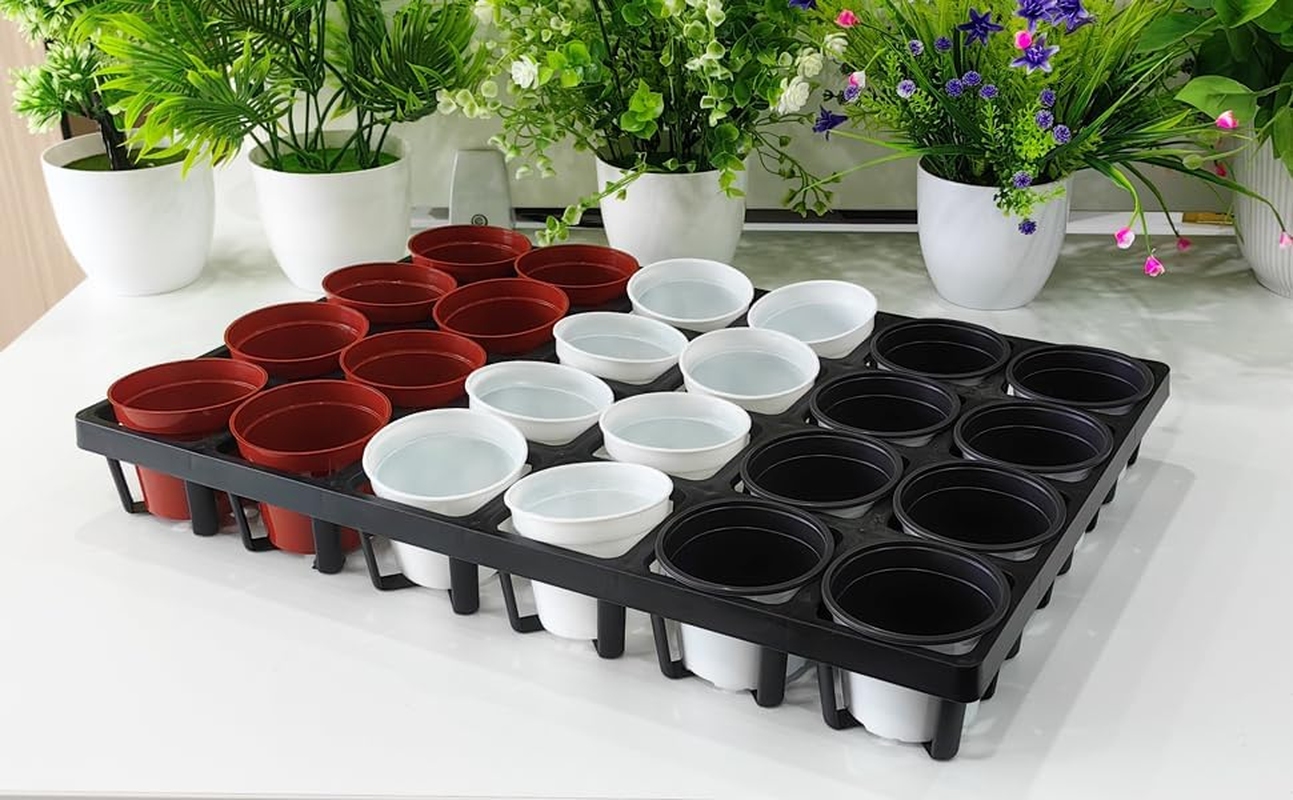 Grow-Green 5 Pack Flowerpot Moving Tray for Pots,24 Cell Plastic Containers for Moving POTS and Trays,Accompanying Square Nursery Pot Is Used for Indoor Gardening, Black (CT2407) image number 2