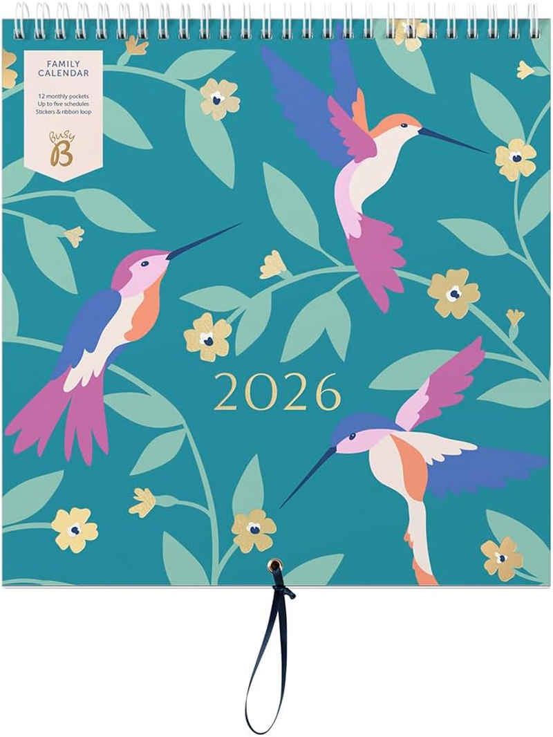 Busy B - Large Family Wall Calendar 2026 - Birds Design with 5 Columns & Storage Pockets - Monthly Calendar 2026 for Busy Families with Colour-Coded Stickers - 23.5 X 25.5 Cm image number 4