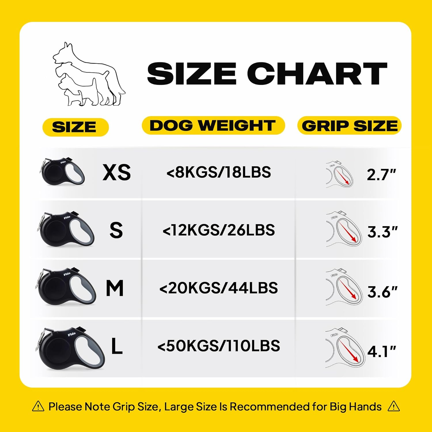 Fida Retractable Dog Leash, 16 Ft Dog Walking Leash for Small Dogs up to 26 Lbs, 360&deg; Tangle Free, Black image number 2