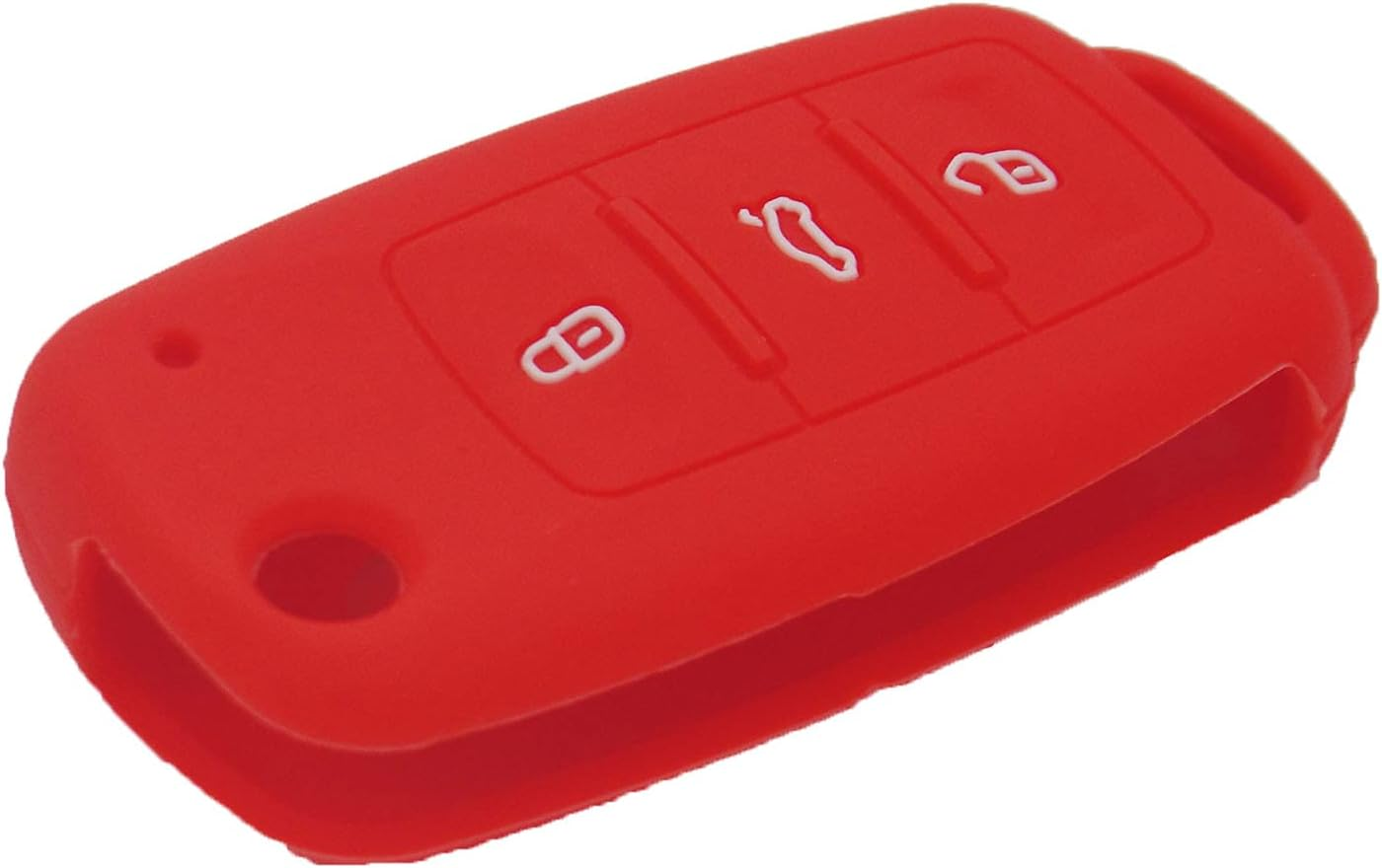Lemsa 2Pcs Rubber 3 Buttons Flip Key Fob Cover Case Remote Keyless Protector Bag Holder Compatible Withvw Volkswagen Jetta GTI Passat Golf Tiguan Touareg Beetle, Red/Pink image number 1