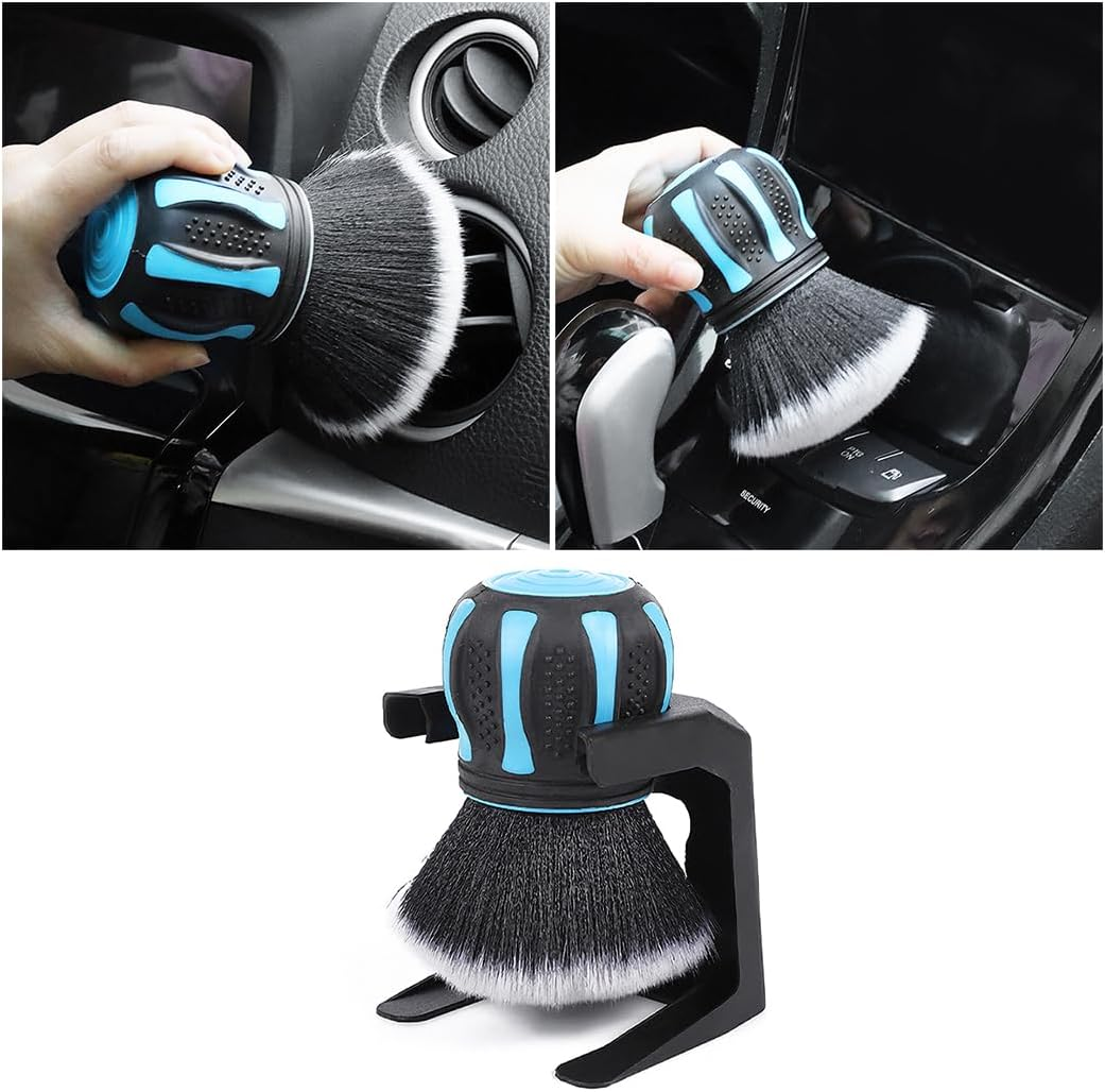 AUCELI Car Detailing Brush, Ultra Soft Auto Interior Dusting Brush with Storage Rack, Car XL Synthetic Brush Cleaning Tool, Universal Covers Large Area inside or outside Vehicles (Red)