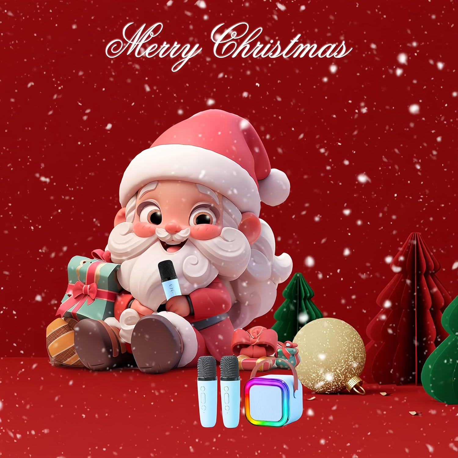 Mini Karaoke Machine for Kids, Birthday Gifts Toys for Girls Boys Friends Age 3-12+, Portable Bluetooth Speaker with 2 Wireless Mics, Karafun Premium Songs Family Home Party (Blue) - Blue image number 2