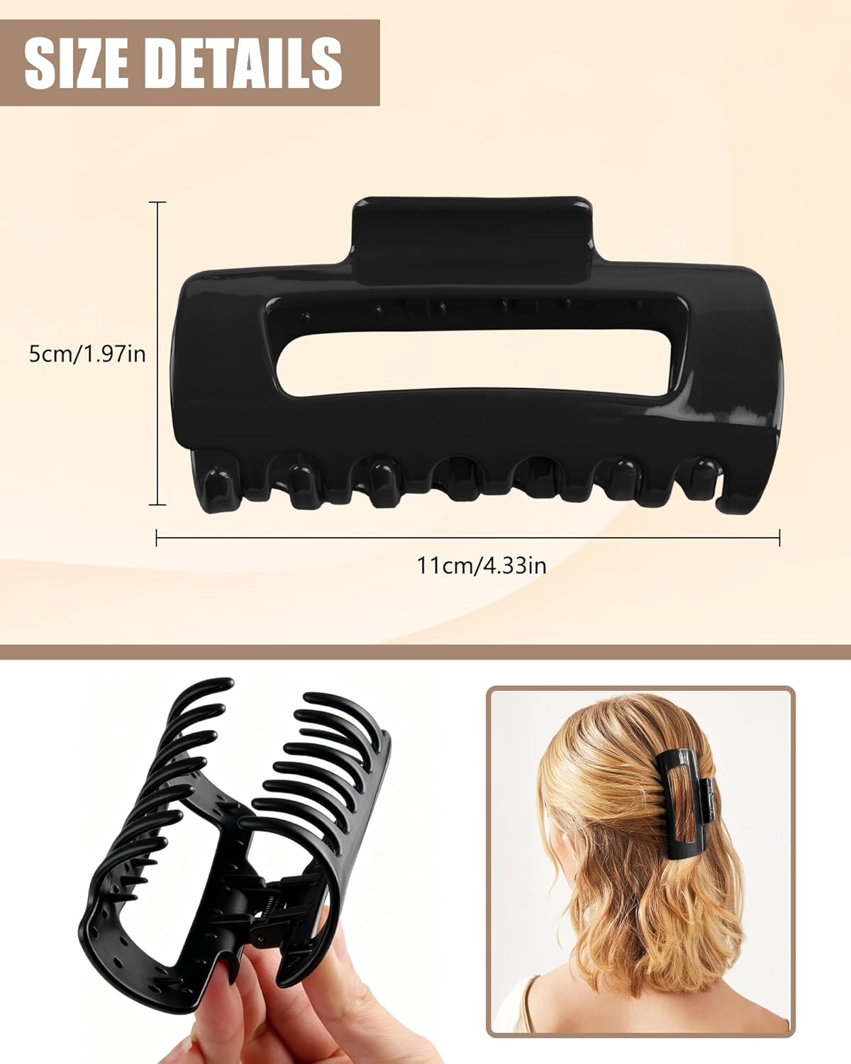 Lulir Soft Hair Claw Clip,Cloud Hair Claw Clips Women,Flexible Lightweight,Cosy Cloud Hair-Pin for Women,Strong Hold Non-Slip for Thick or Fine Hair,Suitable for Women, Girlfriend (Black + Coffee) image number 4