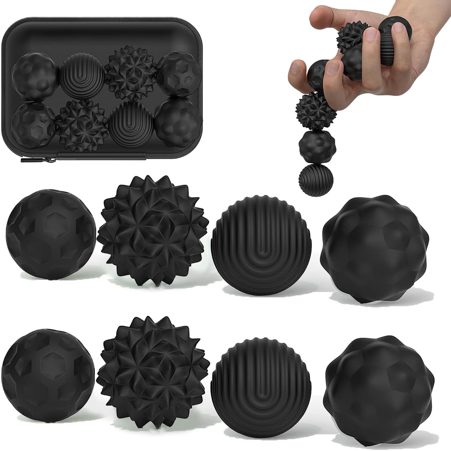 Silicone Magnetic Balls Fidget Toys for Adults & Teens, 8PCS Stress Relief Sensory Toys for Autism ADHD Anxiety, Fun Textures Gadgets, Office Desk Toy, Stocking Stuffers for Women Men Teen Gift, Large