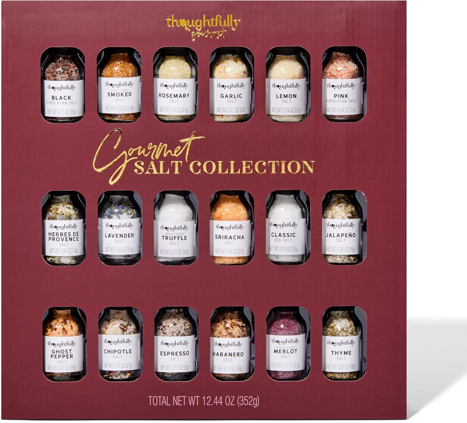 Thoughtfully Gourmet, Salt Sampler Gift Set, Flavors Include Garlic, Rosemary, Lemon and More, Pack of 18 image number 3