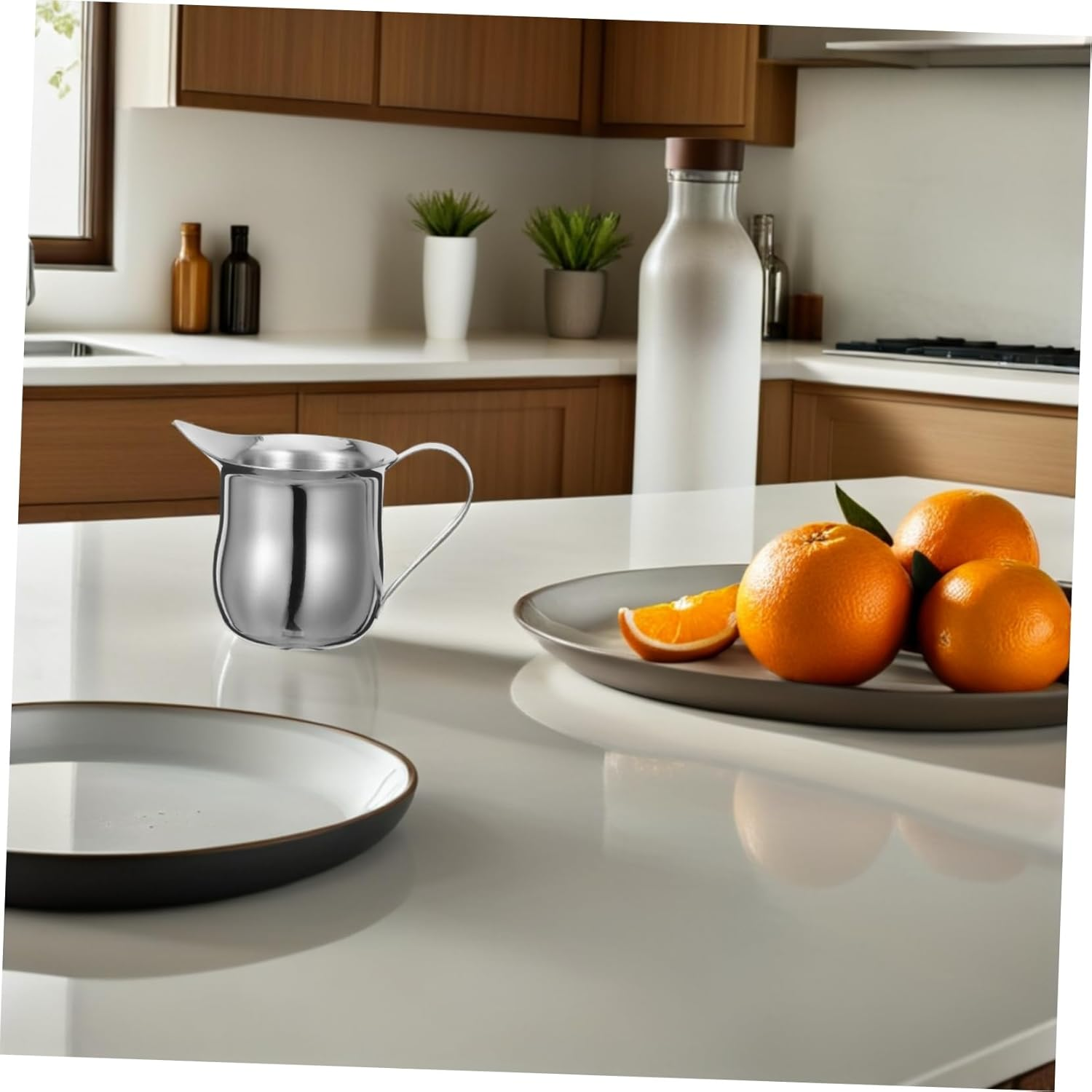 FUNOMOCYA Stainless Steel Mini Coffee Jug 3Oz 90Ml Milk Frothing Pitcher Espresso Milk Steamer Cup for Home Coffee Brewing 2Pcs Set