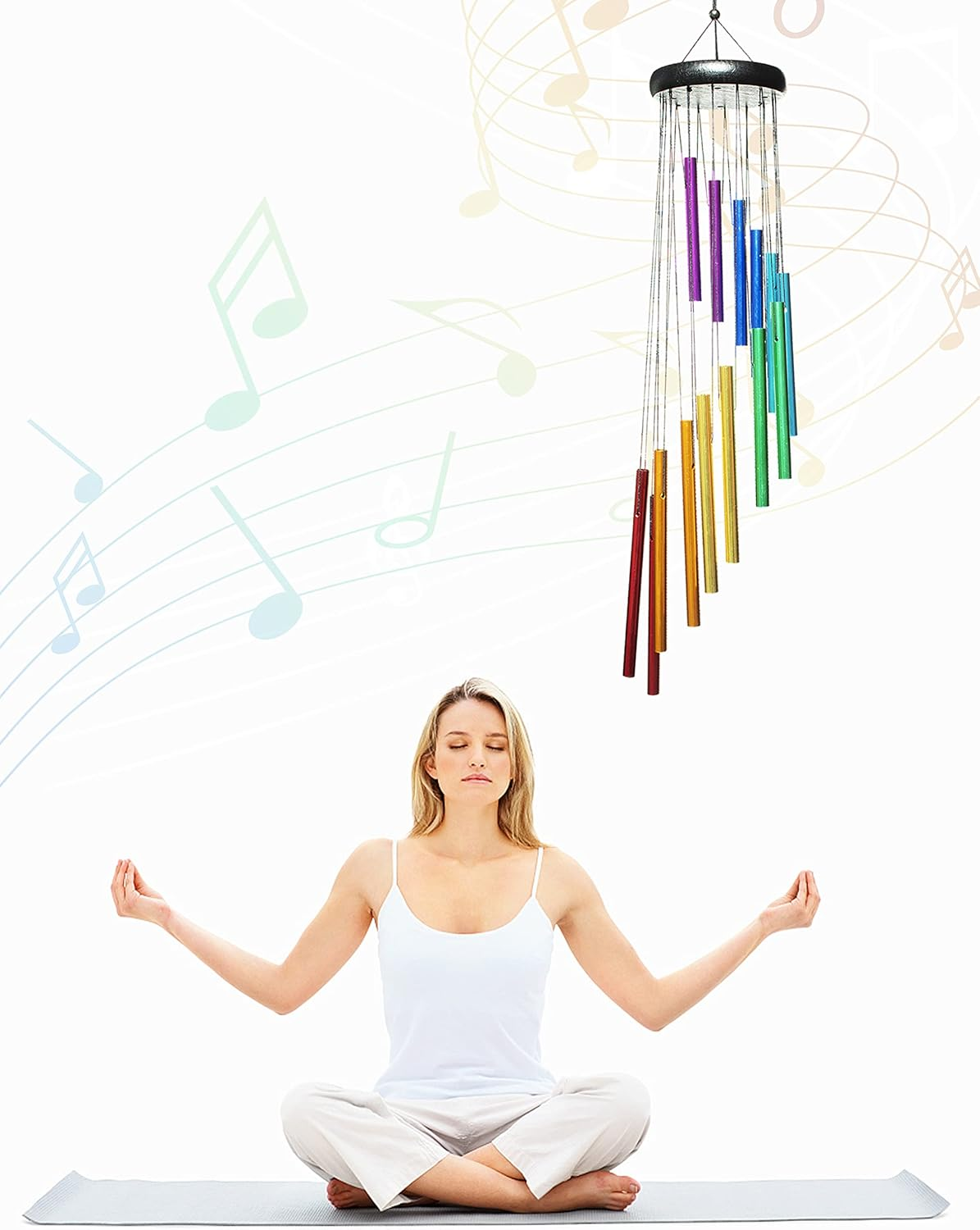 Wind Chimes Outdoor Garden Decor - Large Metal Wind Chimes Aluminum Alloy Tubes Long Windchimes with Hook for Garden Backyard Patio Home Decoration (Rainbow Color) image number 3